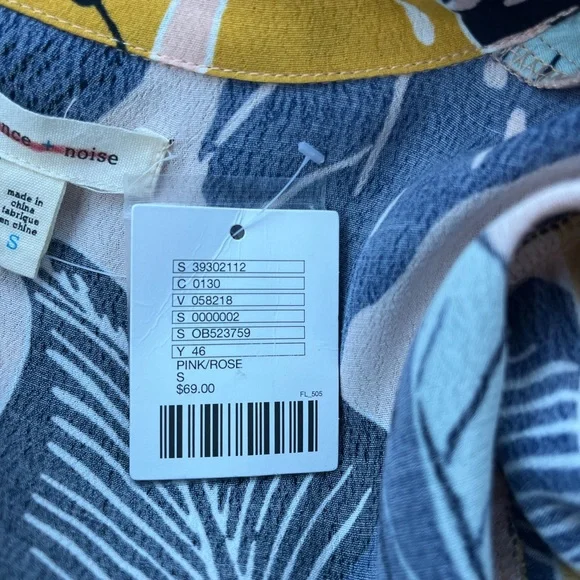 UO Silence and Noise Tropical Print Button Down Dress S - Picture 5 of 9